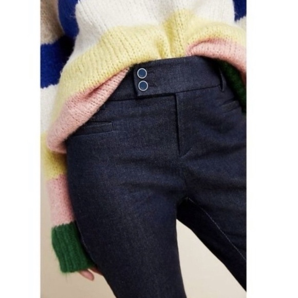 ANTHROPOLOGIE The Essential Slim Denim Split Hem Trousers Sz 0P & 4P - Picture 3 of 8